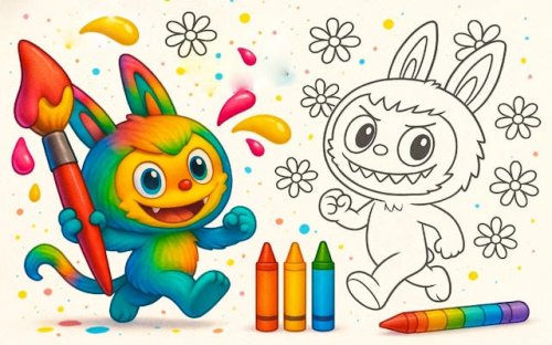 Chibi Labubu Coloring Book: Kids Coloring Game
